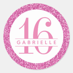 Sticker Rond Parties scintillant rose Bubblegum Favoriser Étiqu
