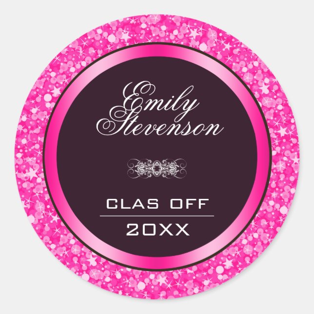 Sticker Rond Parties scintillant rose chaud - Graduations (Devant)