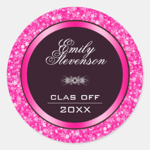 Sticker Rond Parties scintillant rose chaud - Graduations