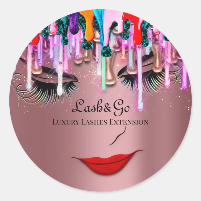 Sticker Rond Parties scintillant Rose de disques de maquillage (Devant)