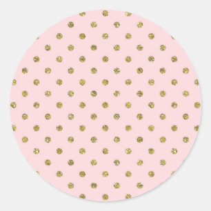 Sticker Rond Parties scintillant rose et or Étincelle Pois Chic
