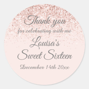 Sticker Rond Parties scintillant rose et Rose rose doux 16 Favo