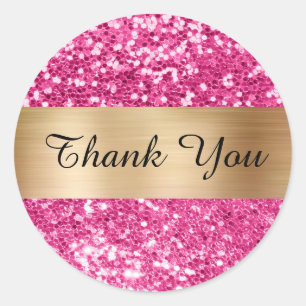 Sticker Rond Parties scintillant rose étincelante brillant dor