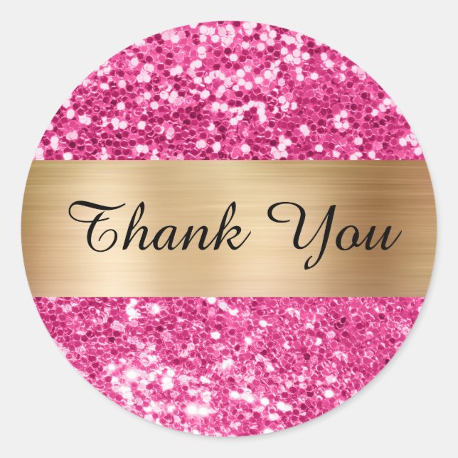 Sticker Rond Parties scintillant rose étincelante brillant  dor (Devant)