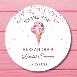 Sticker Rond Parties scintillant rose Fête des mariées de glace