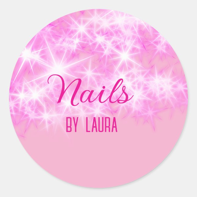 Sticker Rond Parties scintillant rose girly pastel ongles ajout (Devant)