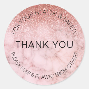 Sticker Rond Parties scintillant Rose Gold Marbre Salon de beau