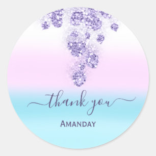 Sticker Rond Parties scintillant rose gouttes nuptiale Sweet16e