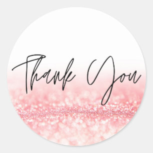 Sticker Rond Parties scintillant rose Merci