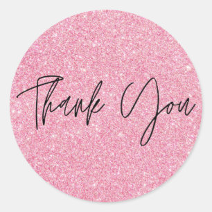 Sticker Rond Parties scintillant rose Merci