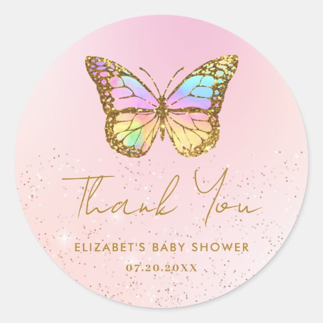 Sticker Rond Parties scintillant rose mignonne Baby shower Anni (Devant)