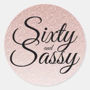 Sticker Rond Parties scintillant rose Ombre 60 et Sassy 60e ann