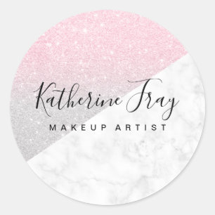 Sticker Rond parties scintillant rose or argent blanc maquillag