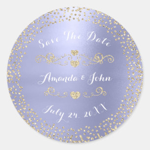 Sticker Rond Parties scintillant Rose or Enregistrer la date Am