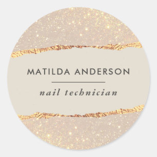 Sticker Rond parties scintillant rose or rose girly élégant mod