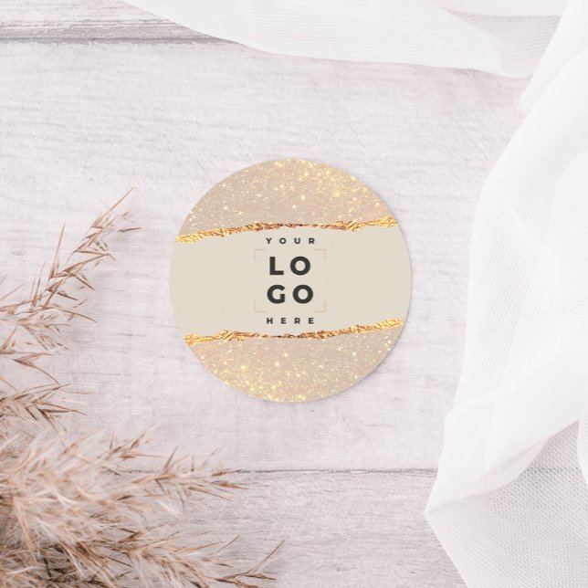 Sticker Rond parties scintillant rose or rose poutre élégant lo (Créateur téléchargé)