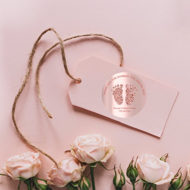 Sticker Rond Parties scintillant rose Pieds Baby shower Favoris (Créateur téléchargé)