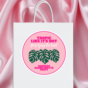 Sticker Rond Parties scintillant rose tropicale Monstera Bachel