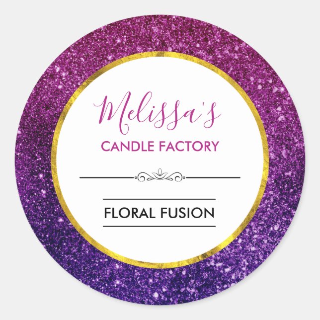 Sticker Rond Parties scintillant rose violet étincelante Gems B (Devant)