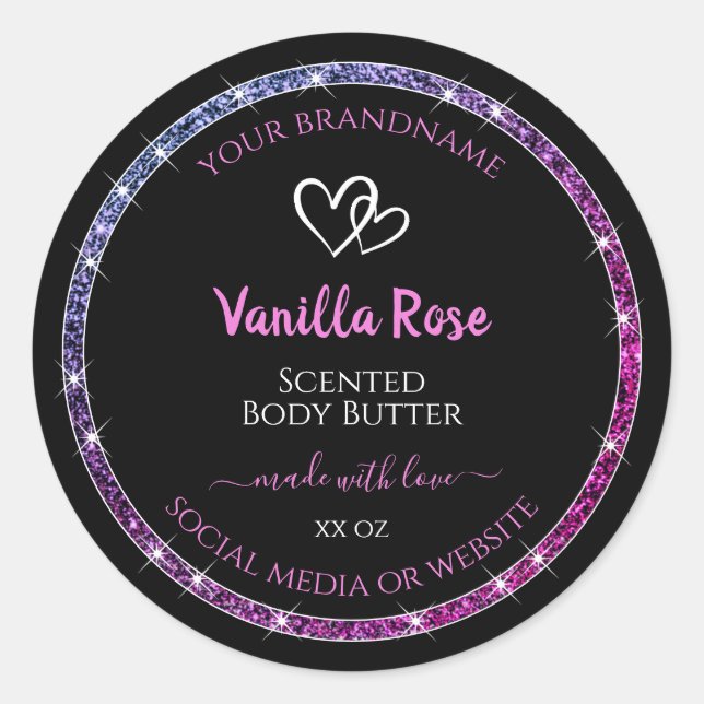 Sticker Rond Parties scintillant rose violet  produit emballage (Devant)