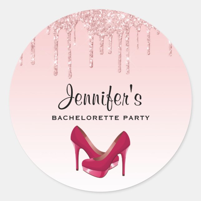 Sticker Rond Parties scintillant roses modernes et talons hauts (Devant)