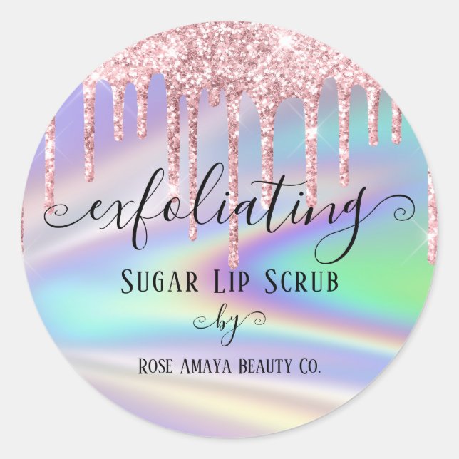 Sticker Rond Parties scintillant roses tendance Faux Holographe (Devant)