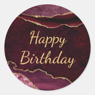 Sticker Rond Parties scintillant rouge et or Marbre Agate Anniv