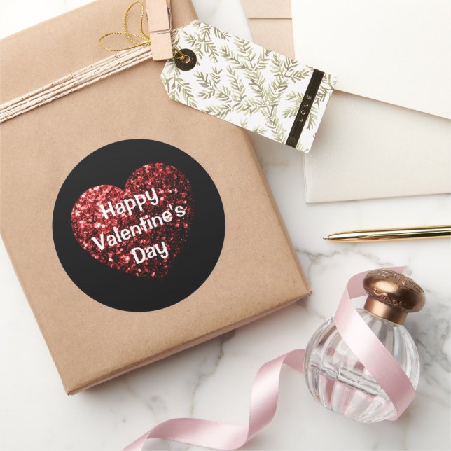 Sticker Rond Parties scintillant rouge étincelle Heureuse Saint (Cadeaux)