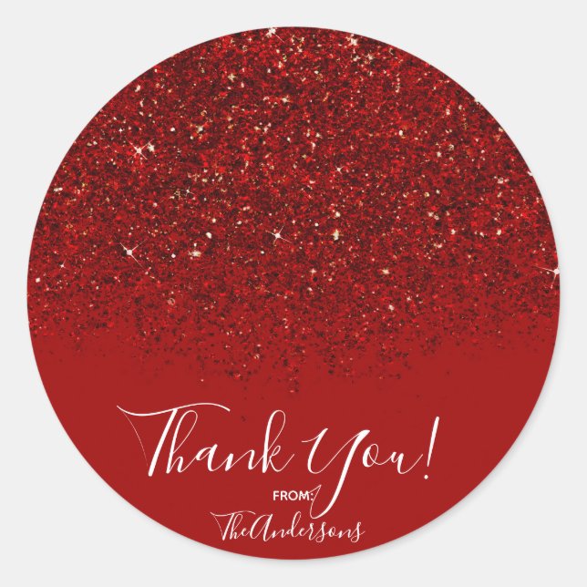 Sticker Rond Parties scintillant Rouge Glam Sparkle Elegant Chi (Devant)