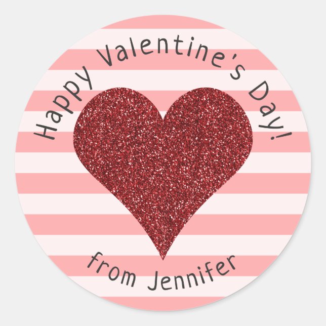 Sticker Rond Parties scintillant rouge Heureuse Sainte-Valentin (Devant)