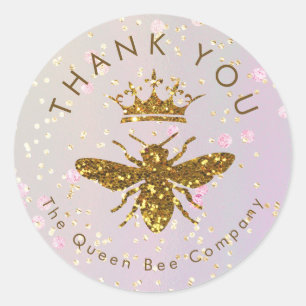 Sticker Rond parties scintillant simulée bee merci