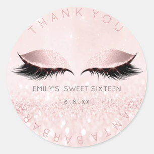 Sticker Rond Parties scintillant sweet sixteen Diamond Pink Pas