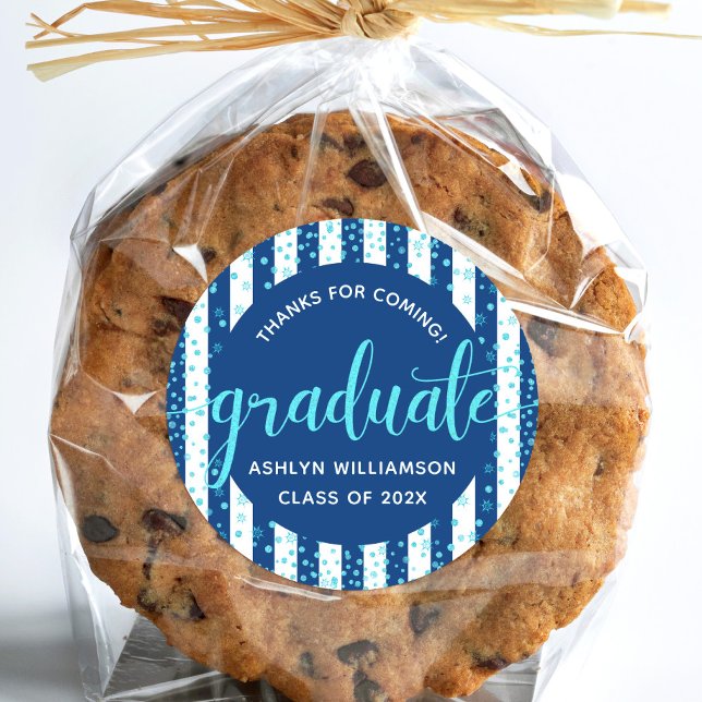 Sticker Rond Parties scintillant turquoise Confetti Script (Créateur téléchargé)