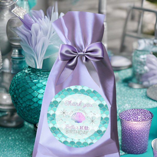 Sticker Rond Parties scintillant Turquoise échelle de sirène An (Créateur téléchargé)