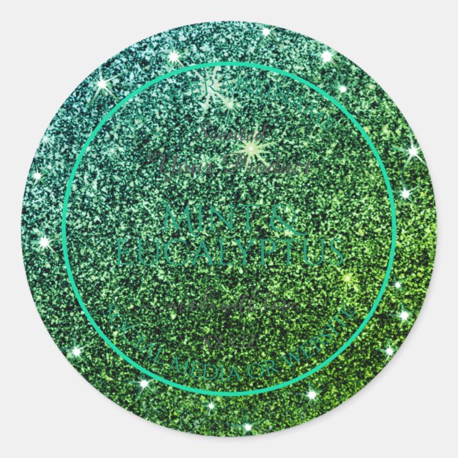 Sticker Rond Parties scintillant Turquoise Flashy Vert Étiquett (Devant)