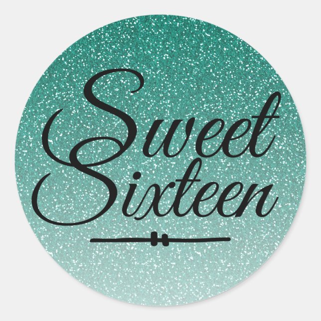 Sticker Rond Parties scintillant verte chic ombre Sweet 16 (Devant)