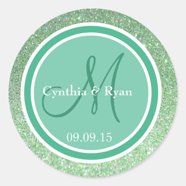 Sticker Rond Parties scintillant verte et Mariage de menthe (Devant)