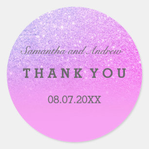 Sticker Rond Parties scintillant violet chic rose ombre Merci