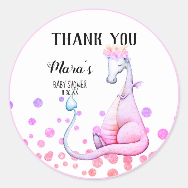 Sticker Rond *~* Parties scintillant violet Dragon Baby Girl Me (Devant)