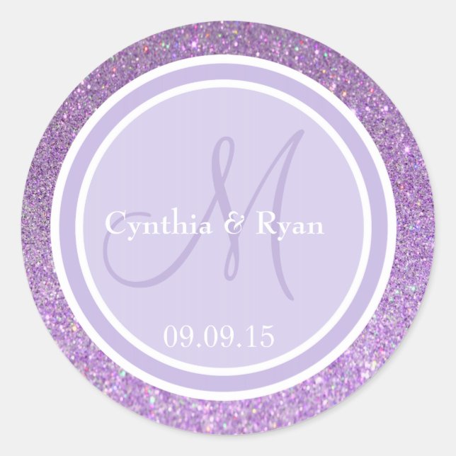 Sticker Rond Parties scintillant violet et Mariage de lavande (Devant)