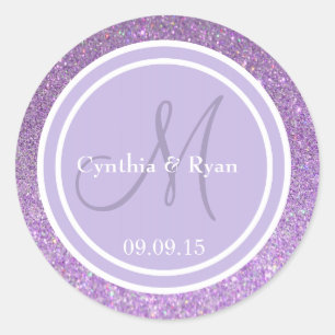 Sticker Rond Parties scintillant violet et Mariage de lavande