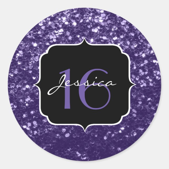 Sticker Rond Parties scintillant violet foncé ultra violet bril (Devant)