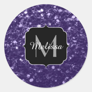 Sticker Rond Parties scintillant violet foncé ultra violet scin