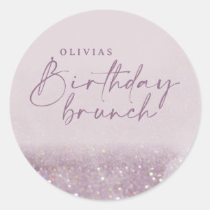 Sticker Rond Parties scintillant violet Lilac élégant brunch d'