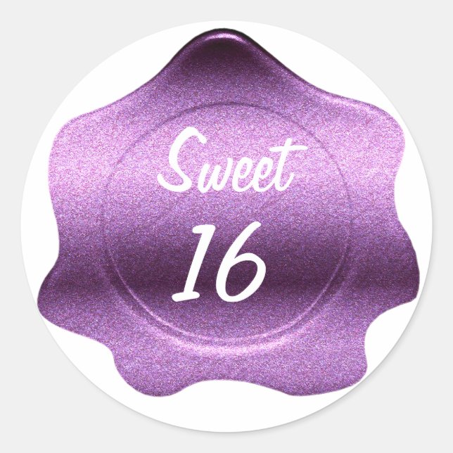 Sticker Rond Parties scintillant violet Look cire Sceau personn (Devant)