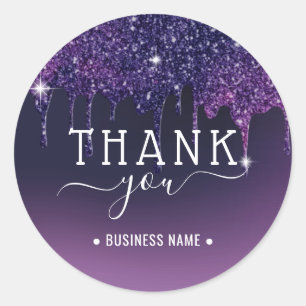 Sticker Rond Parties scintillant violet moderne  Merci