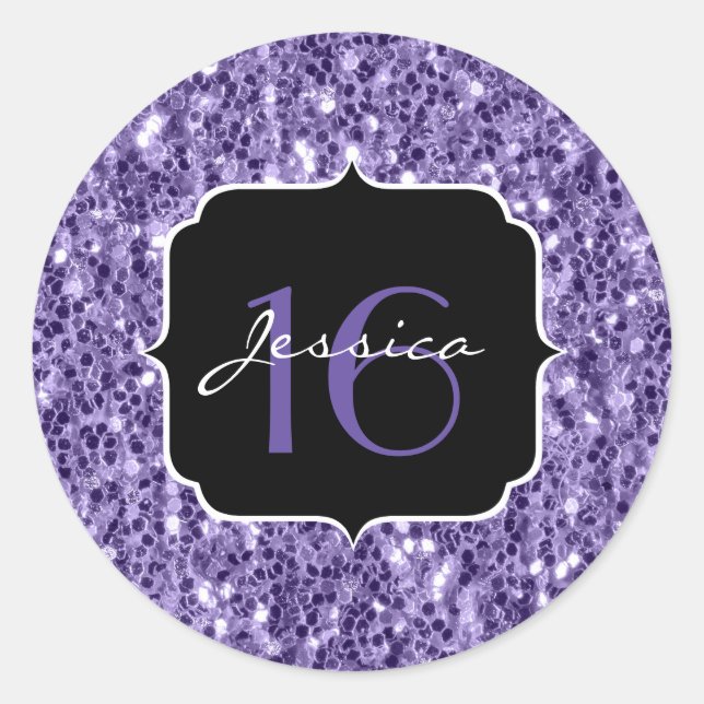 Sticker Rond Parties scintillant violet ultra violet étincelles (Devant)