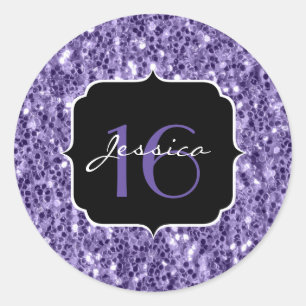 Sticker Rond Parties scintillant violet ultra violet étincelles