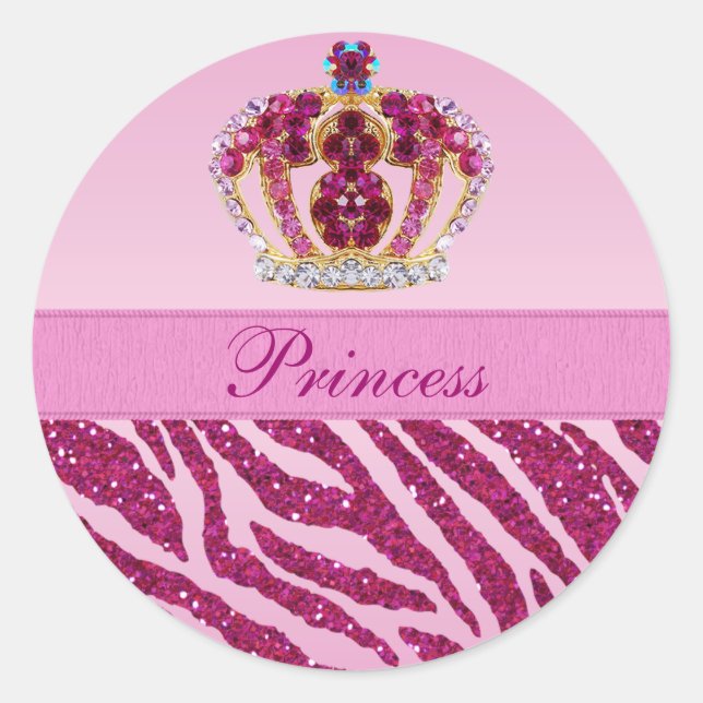Sticker Rond Parties scintillant Zebra Princess rose (Devant)