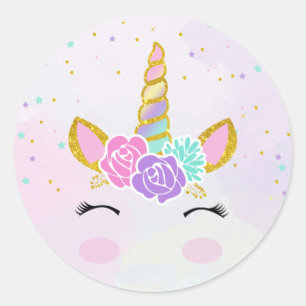 Sticker Rond Parties scintillantes magiques de licorne